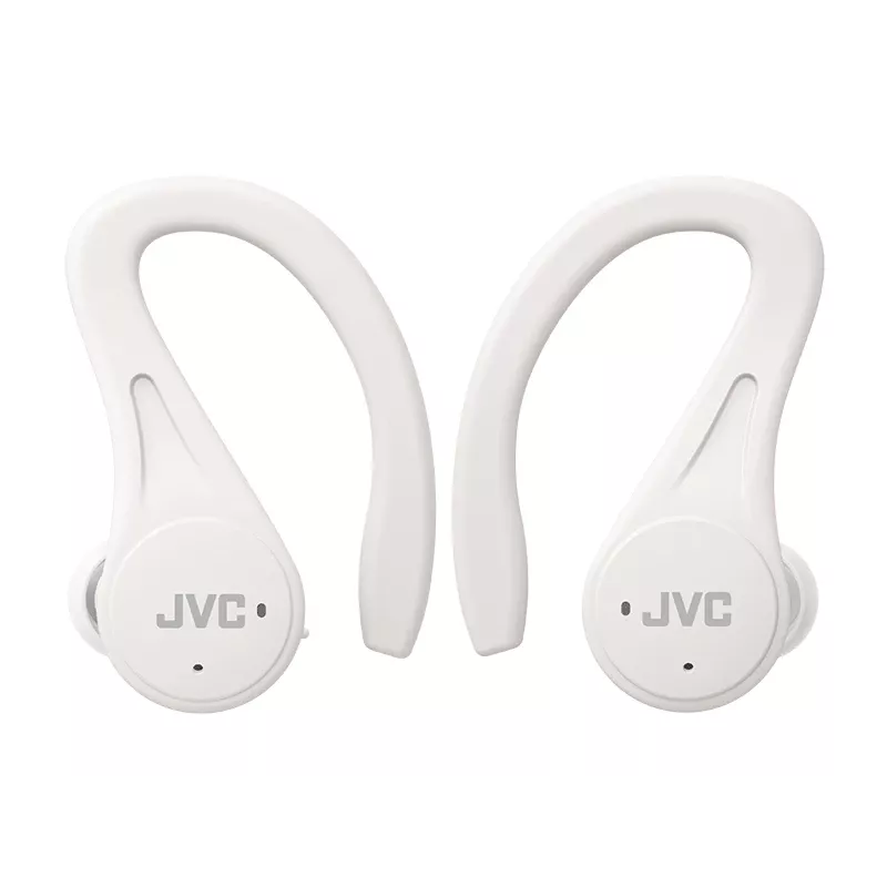 JVC HA-EC25T-W-U auriculares deportivos True Wireless intrauditivos con micrófono, Bluetooth, con gancho para la oreja, llamadas/música, blancos