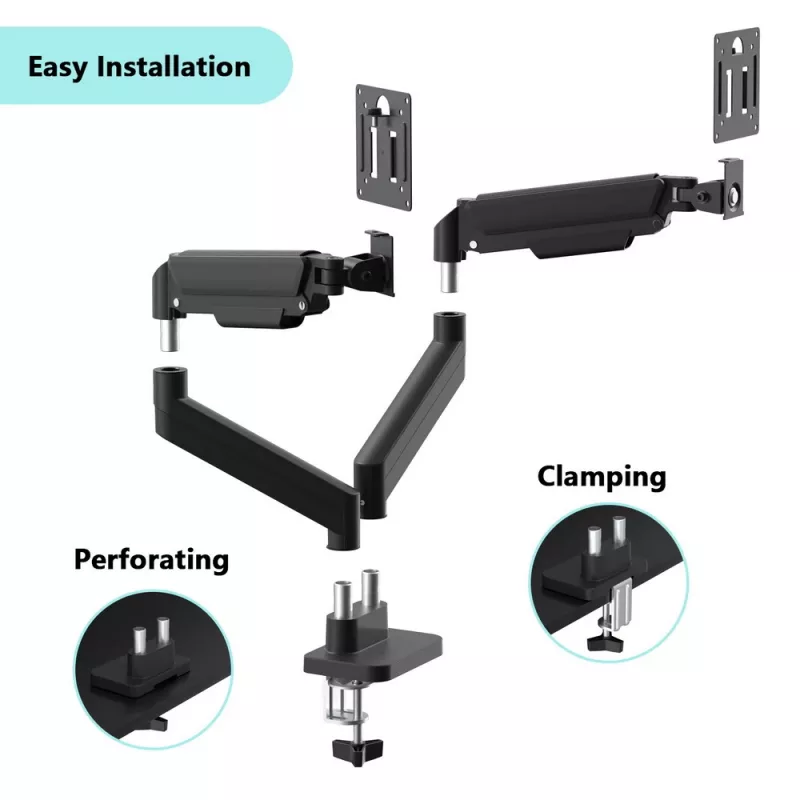 GEMBIRD Brazo doble ajustable para monitor de escritorio 17-32 pulgadas, Negro