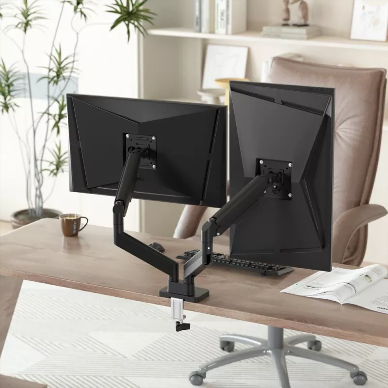 GEMBIRD Brazo doble ajustable para monitor de escritorio 17-32 pulgadas, Negro