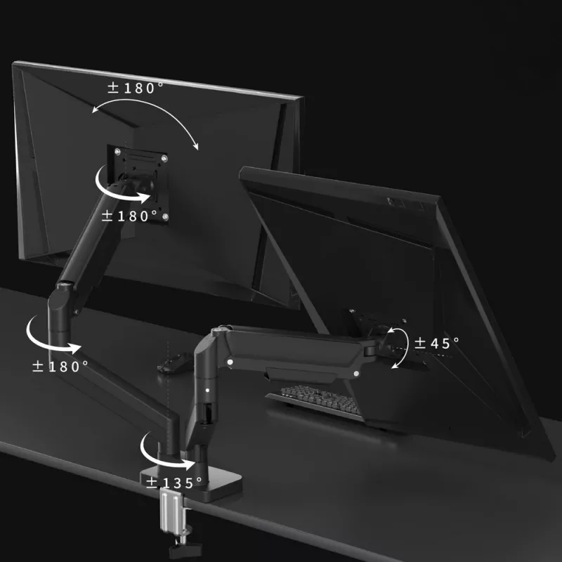 GEMBIRD Brazo doble ajustable para monitor de escritorio 17-32 pulgadas, Negro