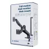 GEMBIRD Brazo doble ajustable para monitor de escritorio 17-32 pulgadas, Negro