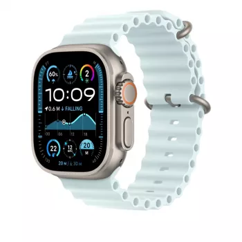 APPLE Extensión de correa Ocean 49mm Ice azul - acabado titanio natural