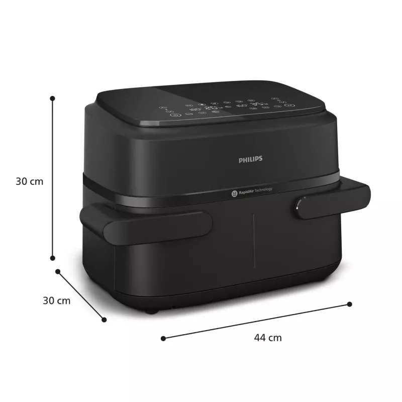 Philips 1000 series NA150/00 Freidora doble 7 l de pie 2450 W freidora de aire negro