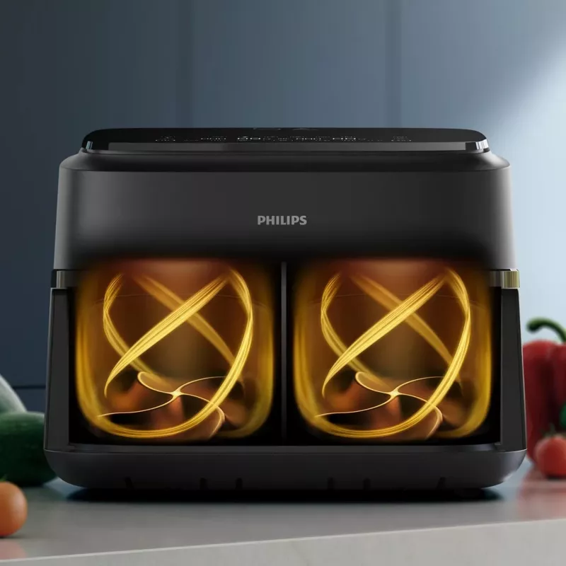 Philips 1000 series NA150/00 Freidora doble 7 l de pie 2450 W freidora de aire negro