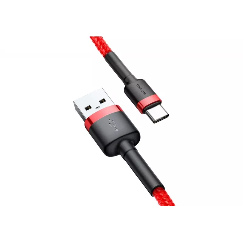 Cable de carga rápida trenzado Cafule BASEUS – USB Type-A a Type-C 2 A – 2 m – rojo (nailon)
