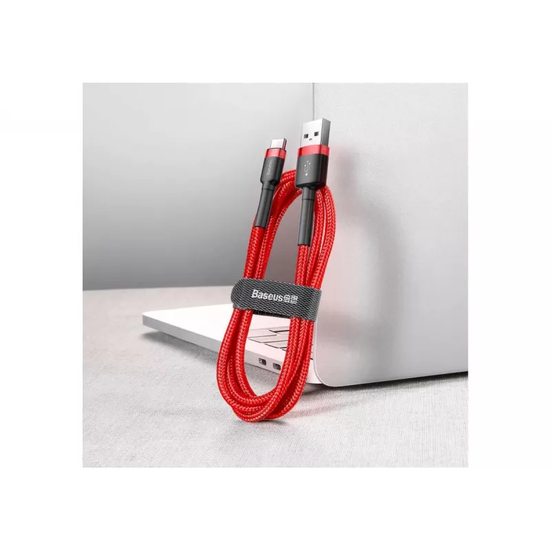 Cable de carga rápida trenzado Cafule BASEUS – USB Type-A a Type-C 2 A – 2 m – rojo (nailon)
