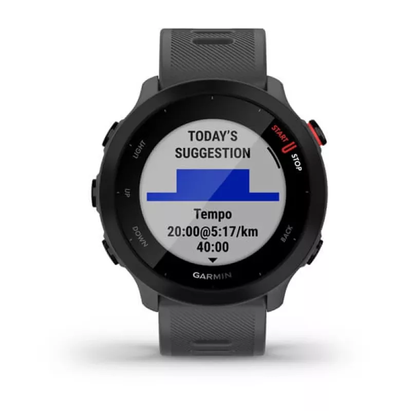 Smartwatch GARMIN Forerunner 55, caja redonda de 42 mm, gris, correa de silicona, GPS/GLONASS/Galileo, resistencia al agua 5 ATM