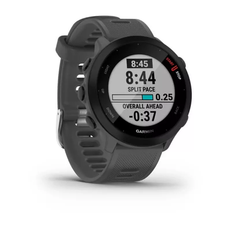 Smartwatch GARMIN Forerunner 55, caja redonda de 42 mm, gris, correa de silicona, GPS/GLONASS/Galileo, resistencia al agua 5 ATM