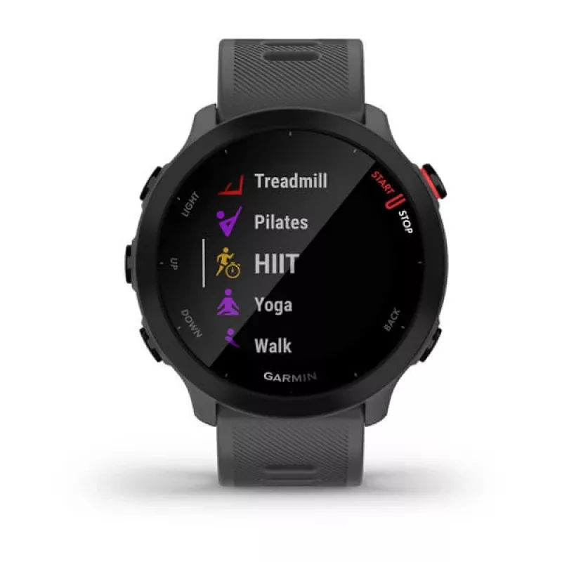 Smartwatch GARMIN Forerunner 55, caja redonda de 42 mm, gris, correa de silicona, GPS/GLONASS/Galileo, resistencia al agua 5 ATM