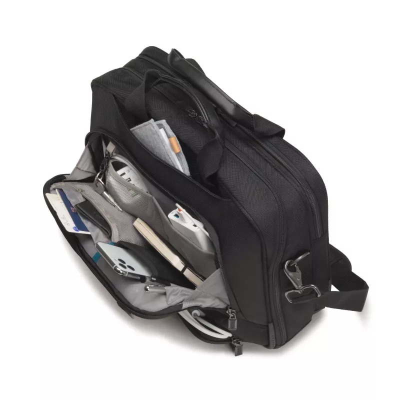 DICOTA Top Traveller Pro - Funda para portátil de 12-14,1 pulgadas - negra / poliéster RPET 1680d