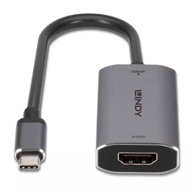 Convertidor USB Type-C a HDMI 8K60 Lindy, 0,11 m, USB Type-C, HDMI, conector macho, conector hembra, recto