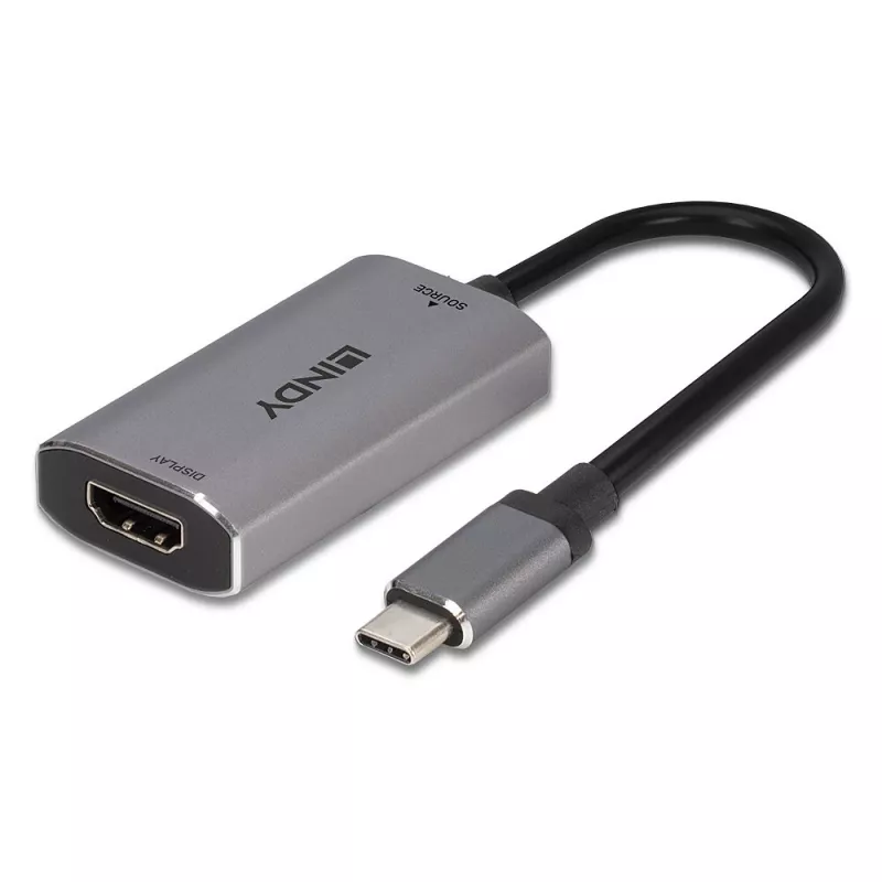 Convertidor USB Type-C a HDMI 8K60 Lindy, 0,11 m, USB Type-C, HDMI, conector macho, conector hembra, recto
