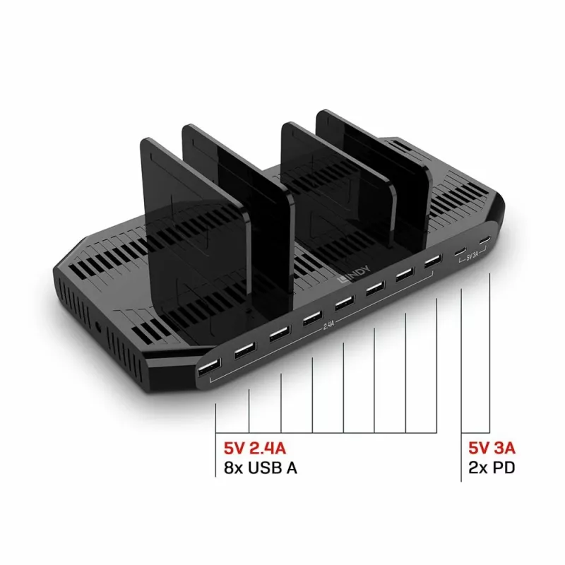 Estación de carga USB Lindy 120W 10 puertos