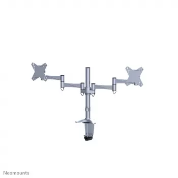 Neomounts FPMA-D1330DSILVER soporte de escritorio full-motion para 2 monitores, 10-27 pulgadas (25,4-69 cm), abrazadera/pasacables, máx. 18 kg, plateado