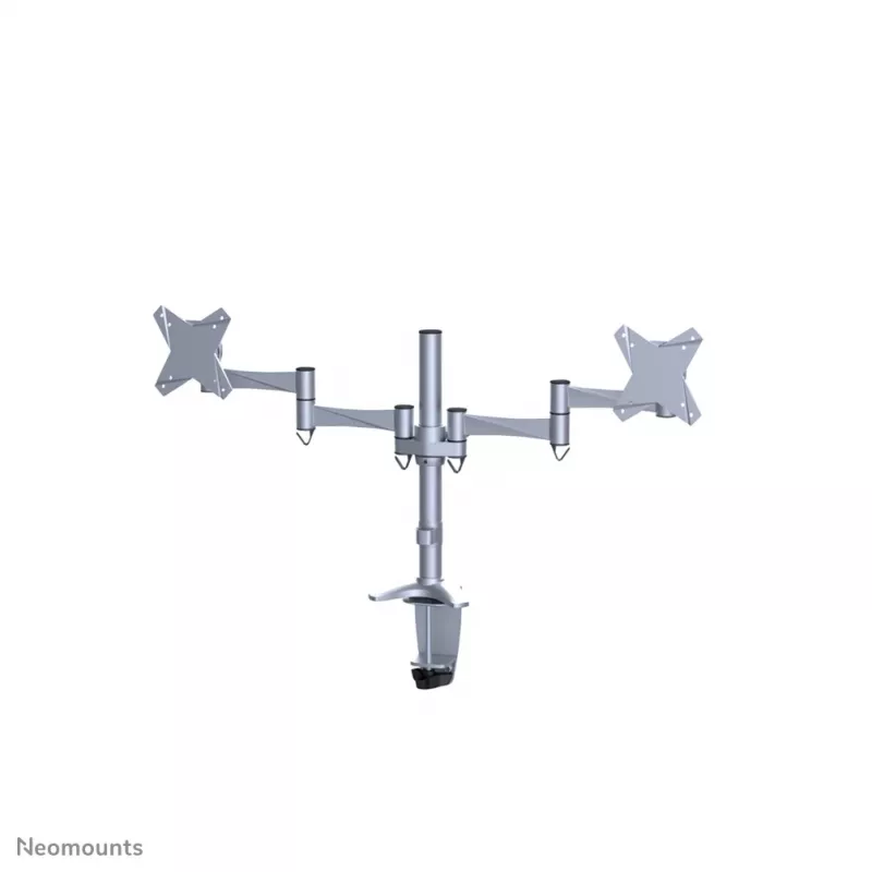 Neomounts FPMA-D1330DSILVER soporte de escritorio full-motion para 2 monitores, 10-27 pulgadas (25,4-69 cm), abrazadera/pasacables, máx. 18 kg, plateado