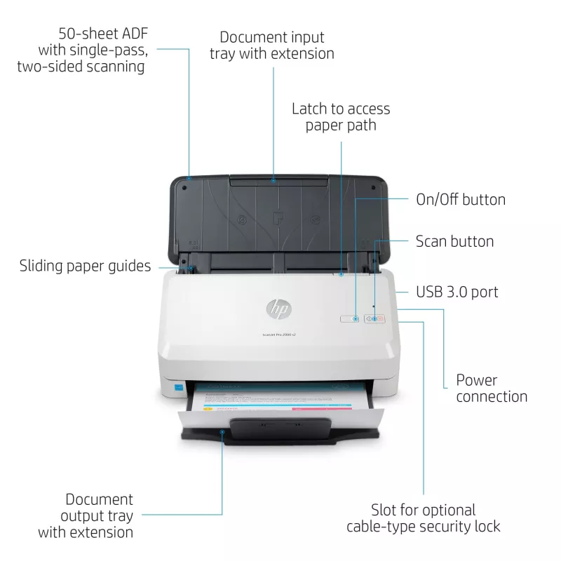 Escáner con alimentador HP Scanjet Pro 2000 s2