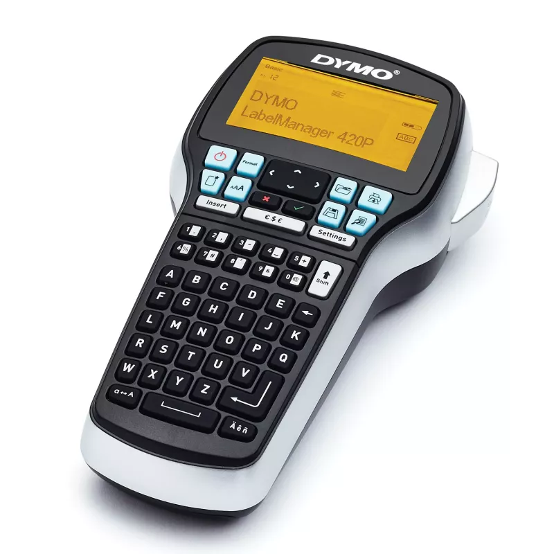 DYMO LabelManager 420P set de impresora de etiquetas de alto rendimiento con batería y portátil | teclado ABC con 4 rollos de etiquetas D1 y maletín de transporte