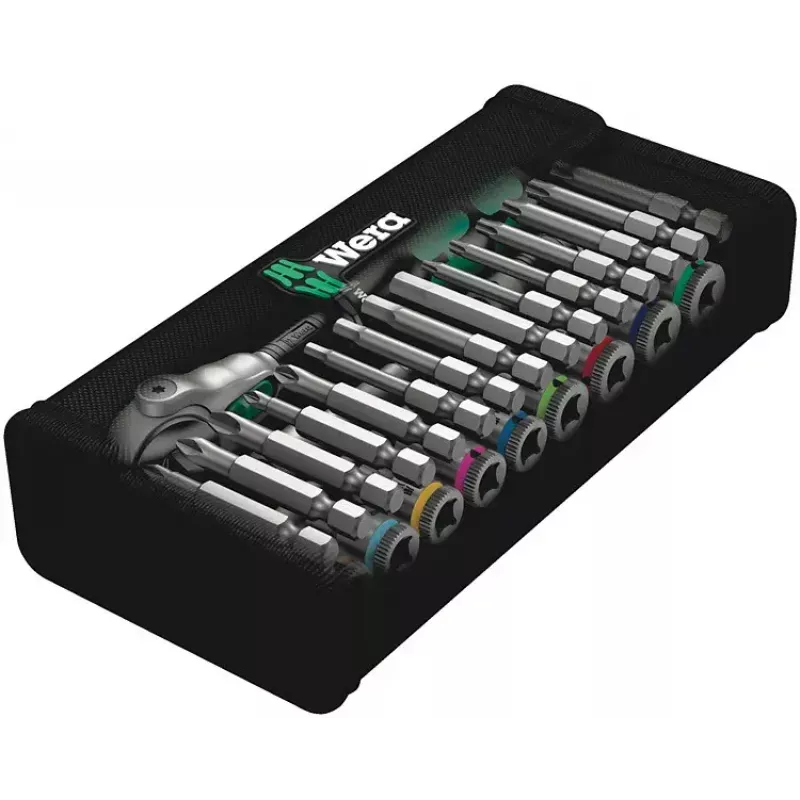 Wera 8100 SA 9 Zyklop Speed juego de carracas, 1/4 pulgada, medidas en pulgadas (28 uds.)