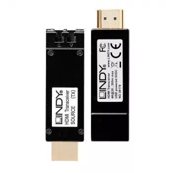 Emisor y receptor AV Lindy 300m extensor HDMI 4K30 por fibra óptica