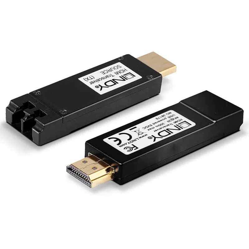 Emisor y receptor AV Lindy 300m extensor HDMI 4K30 por fibra óptica