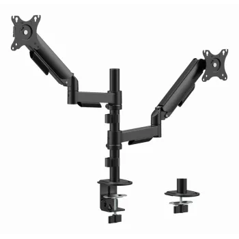 Soporte de monitor de escritorio Gembird MA-DA2P-02 para 2 pantallas, hasta 81,3 cm (32 pulgadas), VESA 75x75–100x100, peso máx. 9 kg por pantalla, pinza/pasacables de escritorio, negro