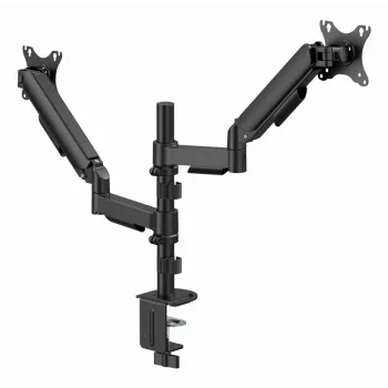 Soporte de monitor de escritorio Gembird MA-DA2P-02 para 2 pantallas, hasta 81,3 cm (32 pulgadas), VESA 75x75–100x100, peso máx. 9 kg por pantalla, pinza/pasacables de escritorio, negro