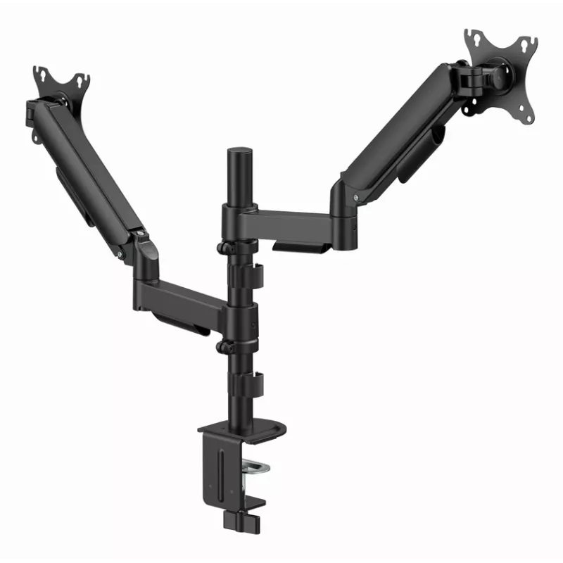 Soporte de monitor de escritorio Gembird MA-DA2P-02 para 2 pantallas, hasta 81,3 cm (32 pulgadas), VESA 75x75–100x100, peso máx. 9 kg por pantalla, pinza/pasacables de escritorio, negro