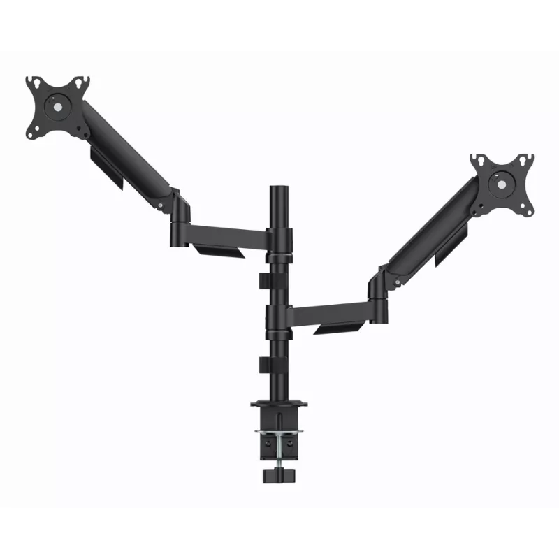 Soporte de monitor de escritorio Gembird MA-DA2P-02 para 2 pantallas, hasta 81,3 cm (32 pulgadas), VESA 75x75–100x100, peso máx. 9 kg por pantalla, pinza/pasacables de escritorio, negro