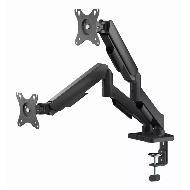 Brazo de monitor de escritorio ajustable GEMBIRD para dos pantallas con puertos USB, 43,2-81,3 cm (17-32 pulgadas)