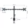 Soporte de monitor TECHLY ICA-LCD-382-D para 2 pantallas, pinza de mesa, hasta 27 inch, 20 kg, VESA 75x75–100x100, negro