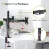 Soporte de monitor TECHLY ICA-LCD-382-D para 2 pantallas, pinza de mesa, hasta 27 inch, 20 kg, VESA 75x75–100x100, negro