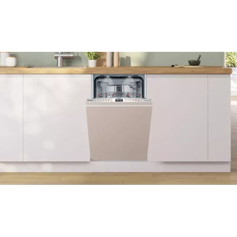 Lavavajillas integrable Bosch Serie 6 SPV6EMX09E, Slimline 45 cm, 10 cubiertos, 6 programas, 44 dB, clase de eficiencia energética B