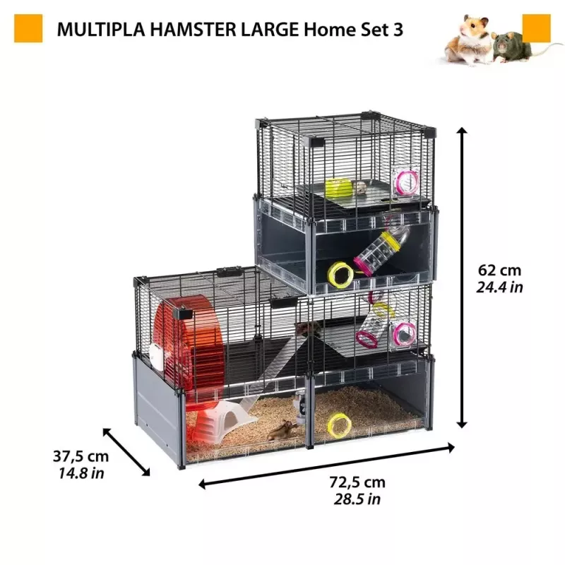 Jaula para roedores FERPLAST Multipla Hamster large 107,5×37,5×42 cm, metal, negra