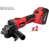 Amoladora angular YATO YT-828295, inalámbrica 18 V, sin escobillas, disco de 125 mm, 2 baterías Li-Ion de 4 Ah, 1,26 kg
