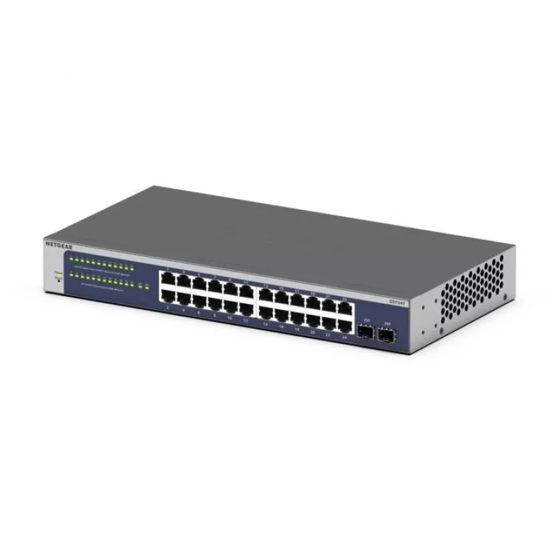NETGEAR GS724Tv6 Managed L2+/L3 Gigabit Ethernet (10/100/1000) 1U azul, gris