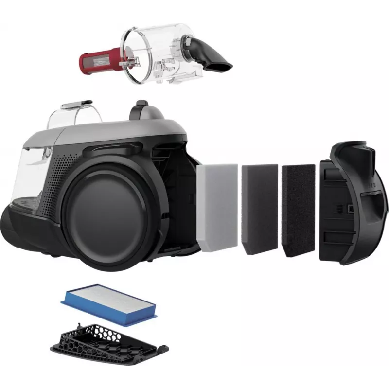 Aspirador Electrolux EL61A4UG, aspirador en seco sin bolsa, 700 W máx, 170 W de potencia de aspiración, cable de 9 m, radio de 12 m, gris