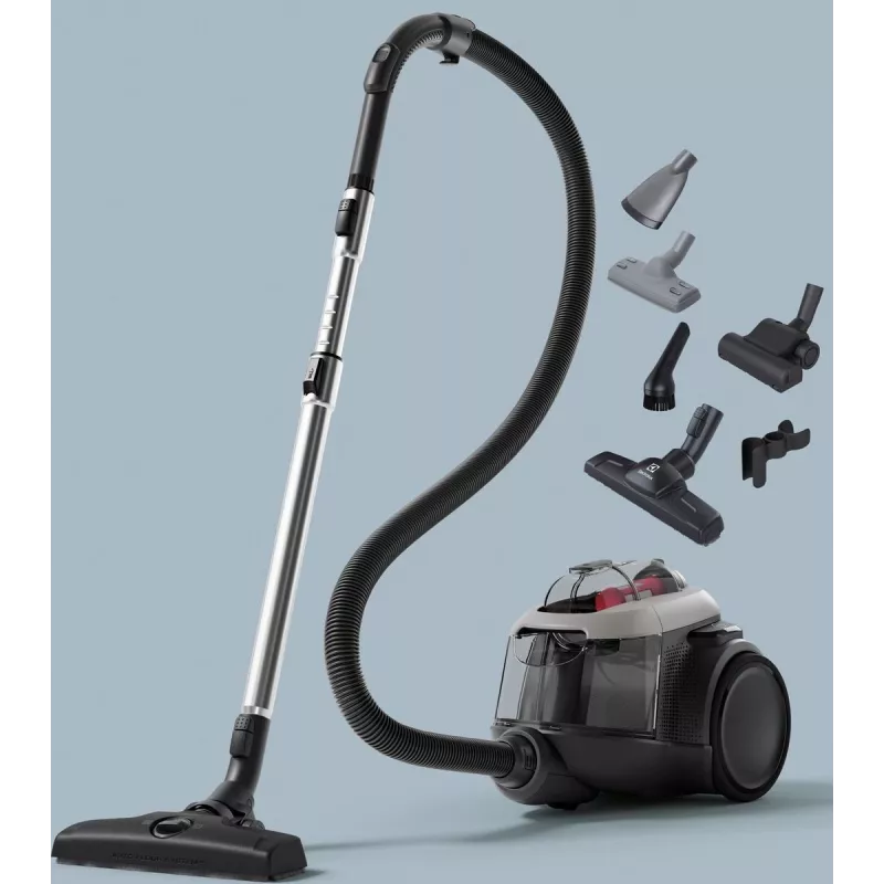 Aspirador Electrolux EL61A4UG, aspirador en seco sin bolsa, 700 W máx, 170 W de potencia de aspiración, cable de 9 m, radio de 12 m, gris