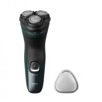 Afeitadora eléctrica Philips 3000X Series X3052/00 — rotativa, 3 cabezales, húmedo y seco, batería NiMH, 45 min de autonomía, recortador, negro/verde
