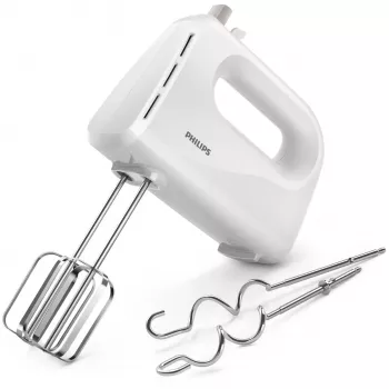 Philips HR3705/00 Daily Collection batidora de mano, 300 W, 5 velocidades + turbo, varillas y ganchos amasadores, cable de 1,2 m, blanca