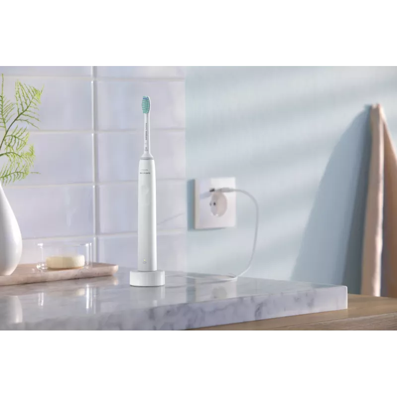 Cepillo dental sónico Philips 3100 series HX3671/13 – tecnología sónica, 31.000 movimientos/min., sensor de presión, Li-Ion, batería integrada, 1 cabezal de cepillo, blanco