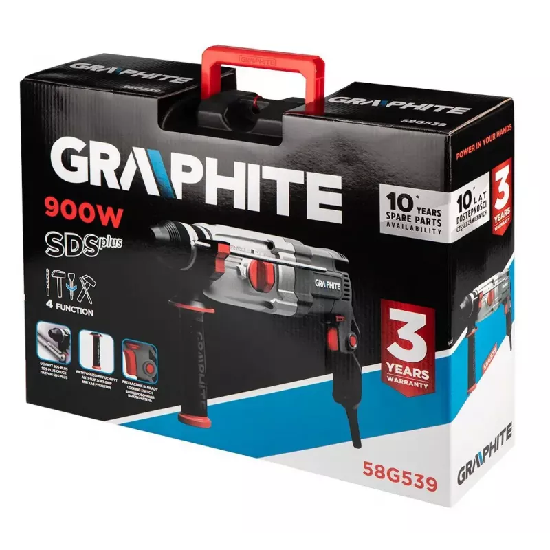 Martillo perforador GRAPHITE 58G539 — diseño compacto de una pieza