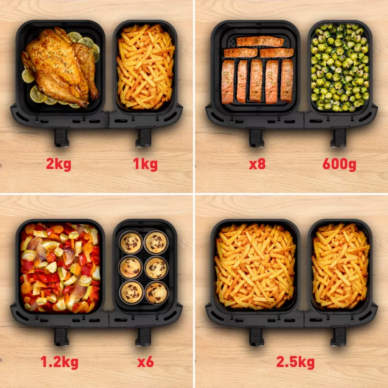 Freidora Tefal Easy Fry Dual XXL EY942HE0 doble 11 L de sobremesa 2020 W freidora de aire gris