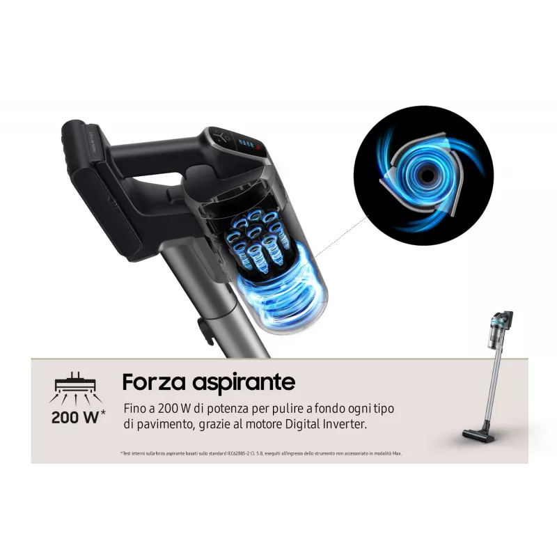 Aspirador vertical 2 en 1 Samsung VS20B75AGR1 con batería, sin bolsa, 550 W, negro, color menta