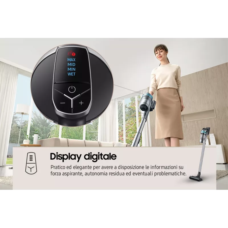 Aspirador vertical 2 en 1 Samsung VS20B75AGR1 con batería, sin bolsa, 550 W, negro, color menta