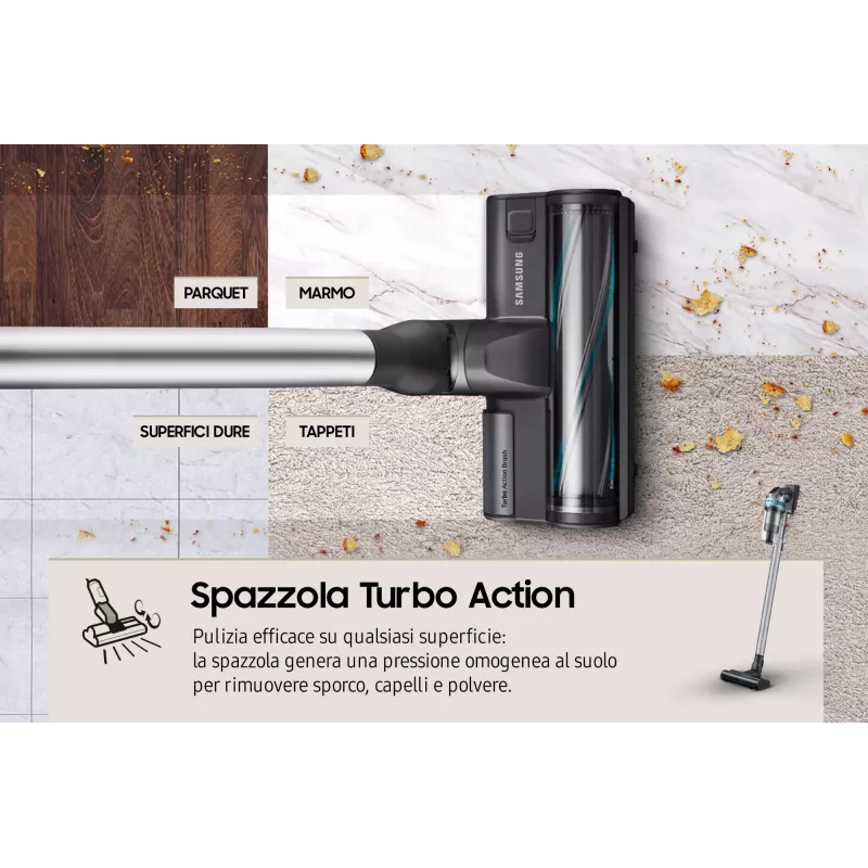 Aspirador vertical 2 en 1 Samsung VS20B75AGR1 con batería, sin bolsa, 550 W, negro, color menta