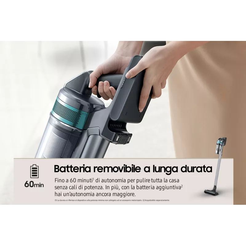Aspirador vertical 2 en 1 Samsung VS20B75AGR1 con batería, sin bolsa, 550 W, negro, color menta