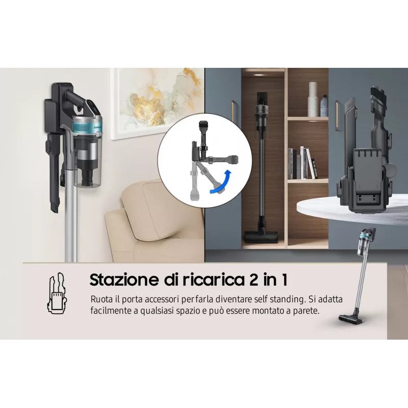 Aspirador vertical 2 en 1 Samsung VS20B75AGR1 con batería, sin bolsa, 550 W, negro, color menta