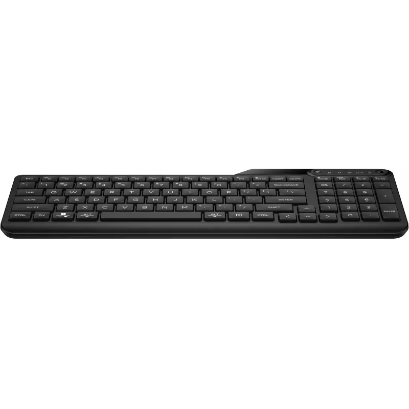 Ratón inalámbrico HP 475 Dual-Mode — QWERTY de tamaño completo, RF + Bluetooth 5.3, teclado numérico, negro, 376×153×19 mm