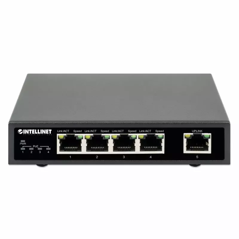 Switch Gigabit Ethernet PoE+ Intellinet 5 puertos 62W 4 puertos PSE