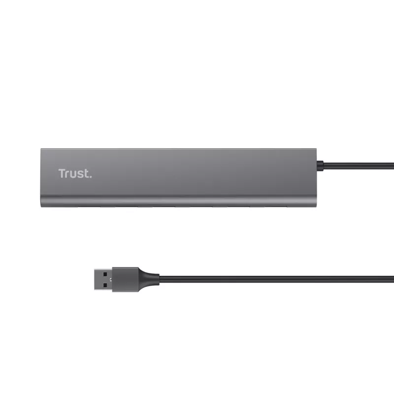 Trust Halyx 24967 hub USB de 7 puertos, USB 3.2 Gen 1, Type-A, 5000 Mbit/s, plateado